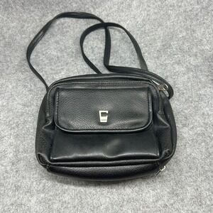 Classics Womens Small Crossbody Bag OS Black Pebbled Faux Leather Organizer